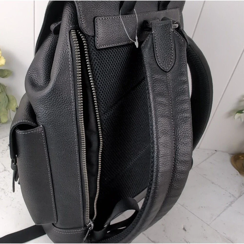 COACH Hudson Backpack Black Pebble Leather CB837560 - Excellent